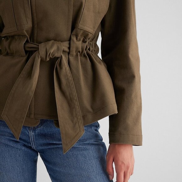 Twill Oversized Belted Utility Jacket NWT - Picture 3 of 5